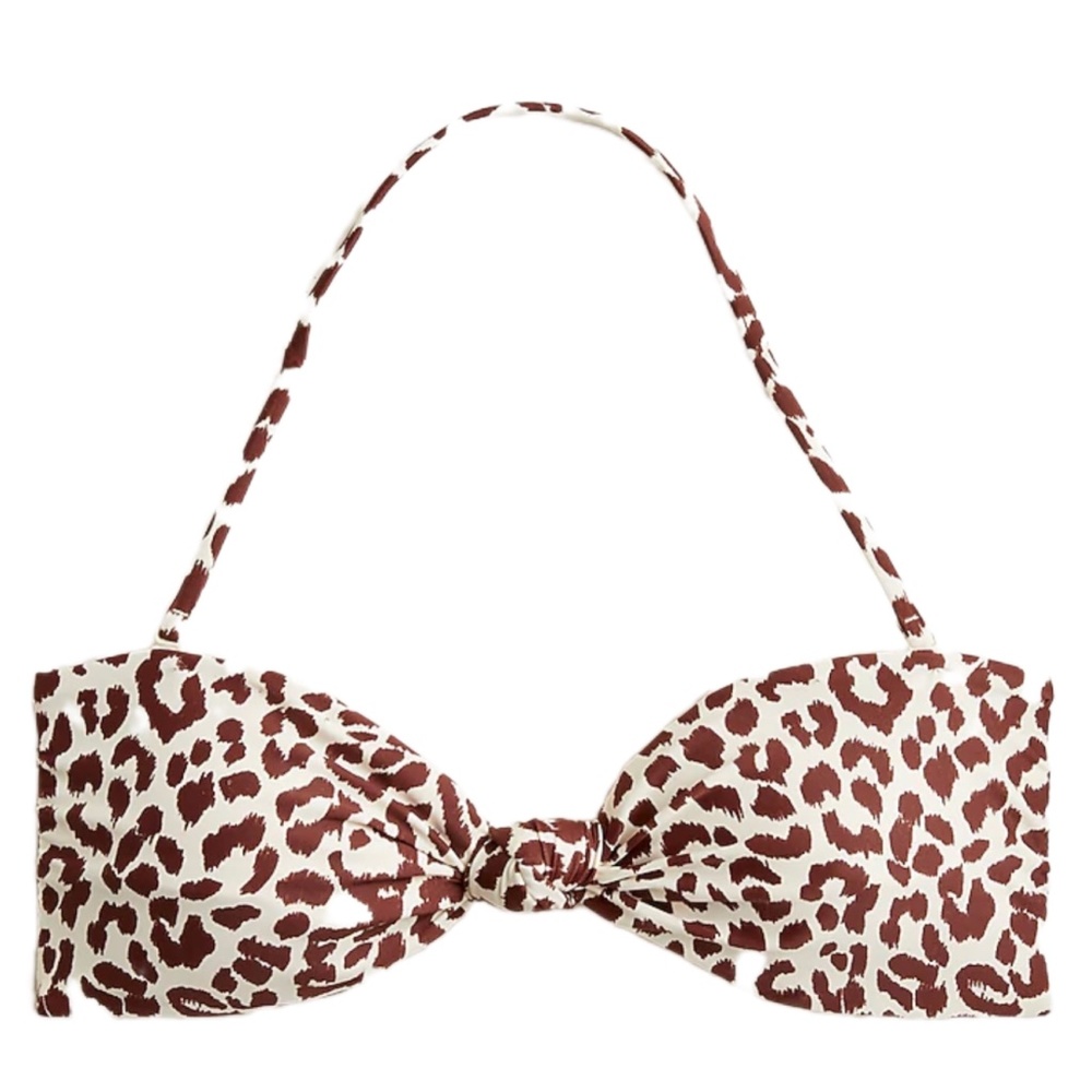 New J.Crew Knot bandeau bikini top in leopard print
